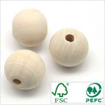 Perles Boules en Bois BRUT d’Erable FSC 20mm - Lot de 100 pcs